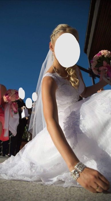 Suknia ślubna Silvija Lanesta S M BIAŁA + welon syrenka