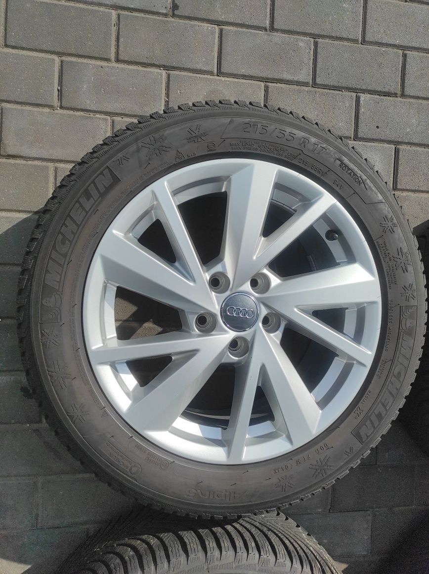 09 Koła Felgi aluminiowe ORYGINAŁ AUDI R 17 5x112 MICHELIN 215/55/16