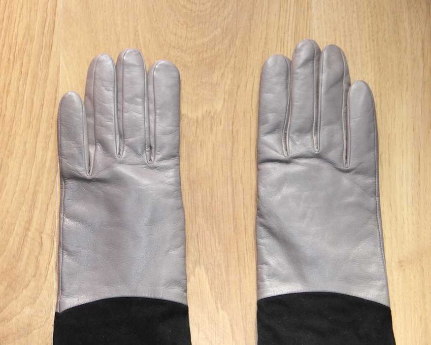 OCHNIK skóra owcza szare czarne rękawiczki damskie długie 8