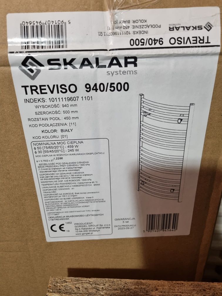 Kaloryfer łazienkowy Skalar Treviso 940x500