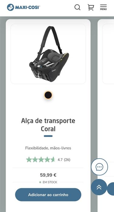 Ovo Maxi Cosi Coral 360 + Adaptadores + Alça transporte