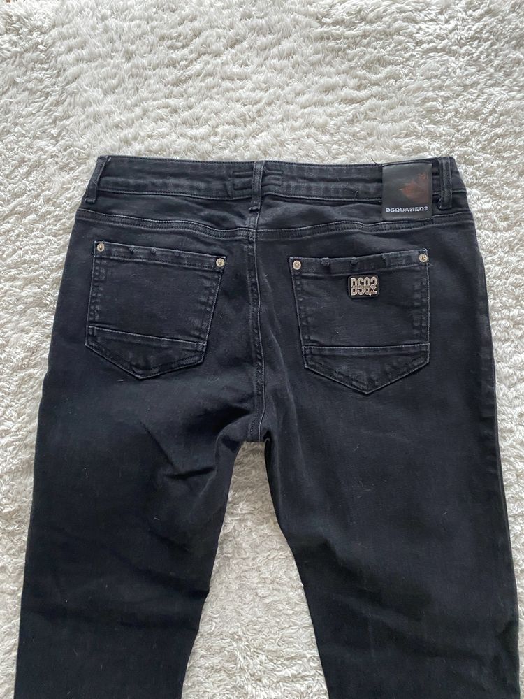 Czarne jeansy męskie Dsquared2 skinny fit klasyczne dżinsy