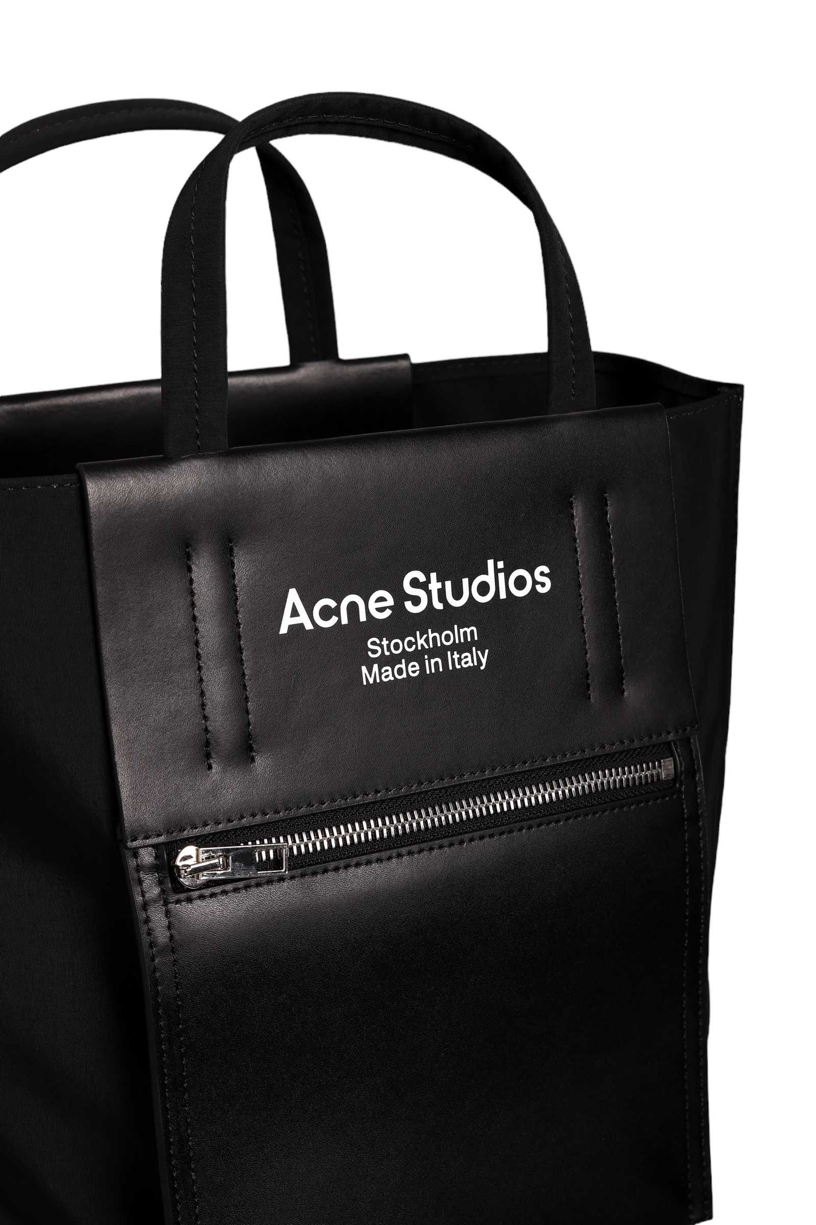 Acne Studios Baker Out medium canvas and printed leather tote Black