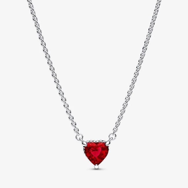 Colar Sparkling Heart Halo em Prata de Lei S925 Novo