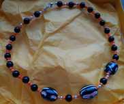 Colar Handmade Laranja/Prateado/Preto