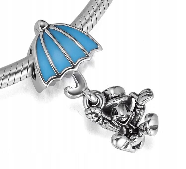 charms do pandora świerszcz Pinokio parasol Disney wisiorek srebrny