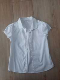 Biała Koszula dziewczęca SMYK krótki rękaw 128