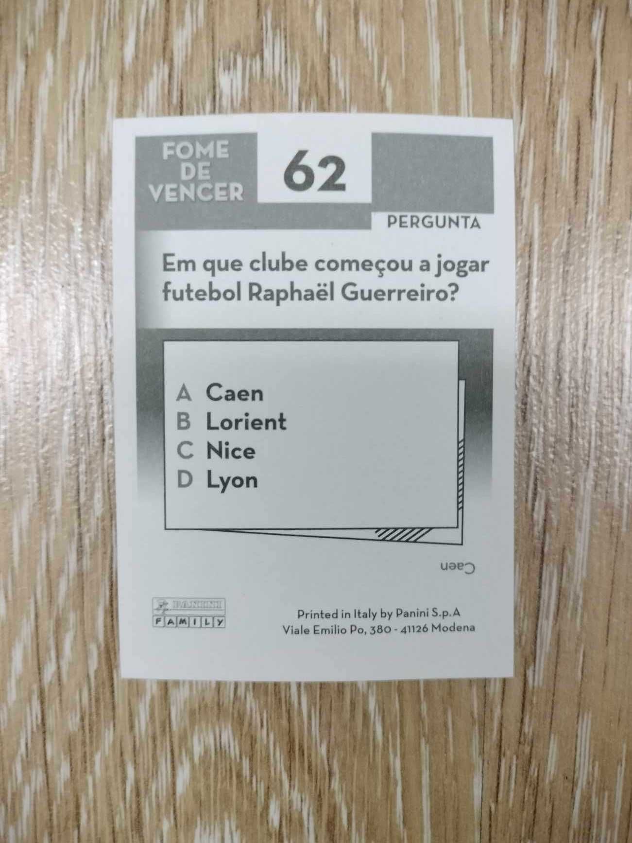 Cromo Raphaël Guerreiro FPF Portugal