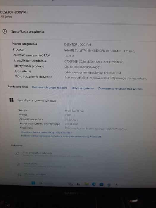 Komputer Windows pro 11  1TB SDD z monitorem klawiaturą I myszką