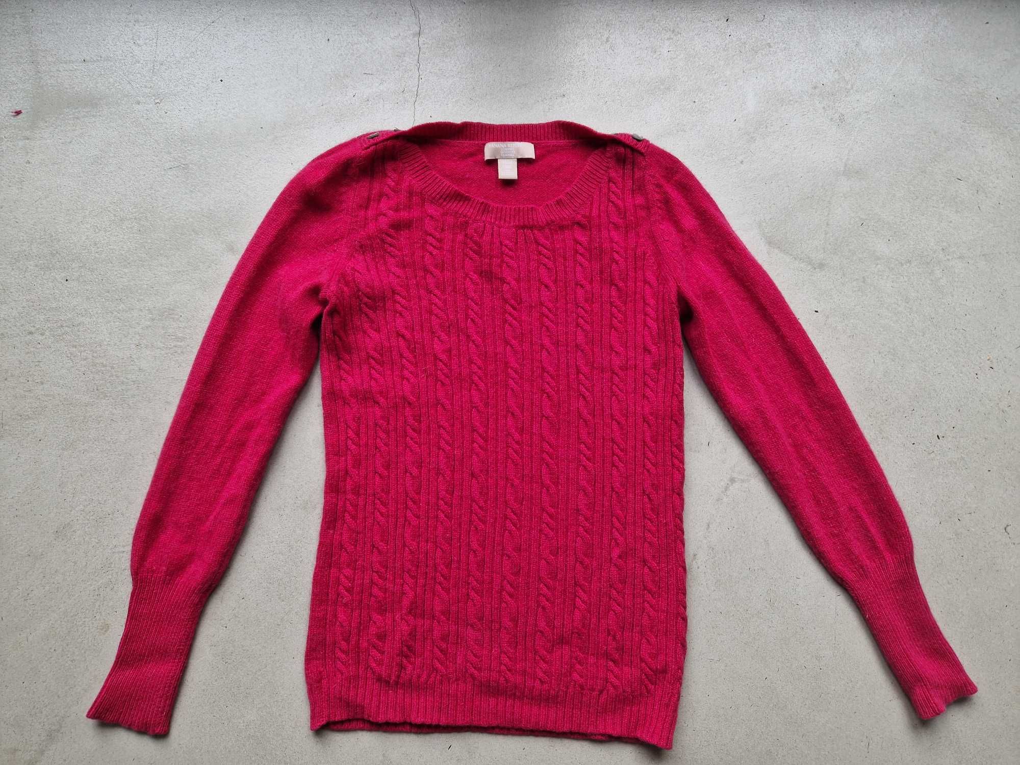 Kaszmirowy sweter Banana Republic kolor fuksja rozmiar M 38