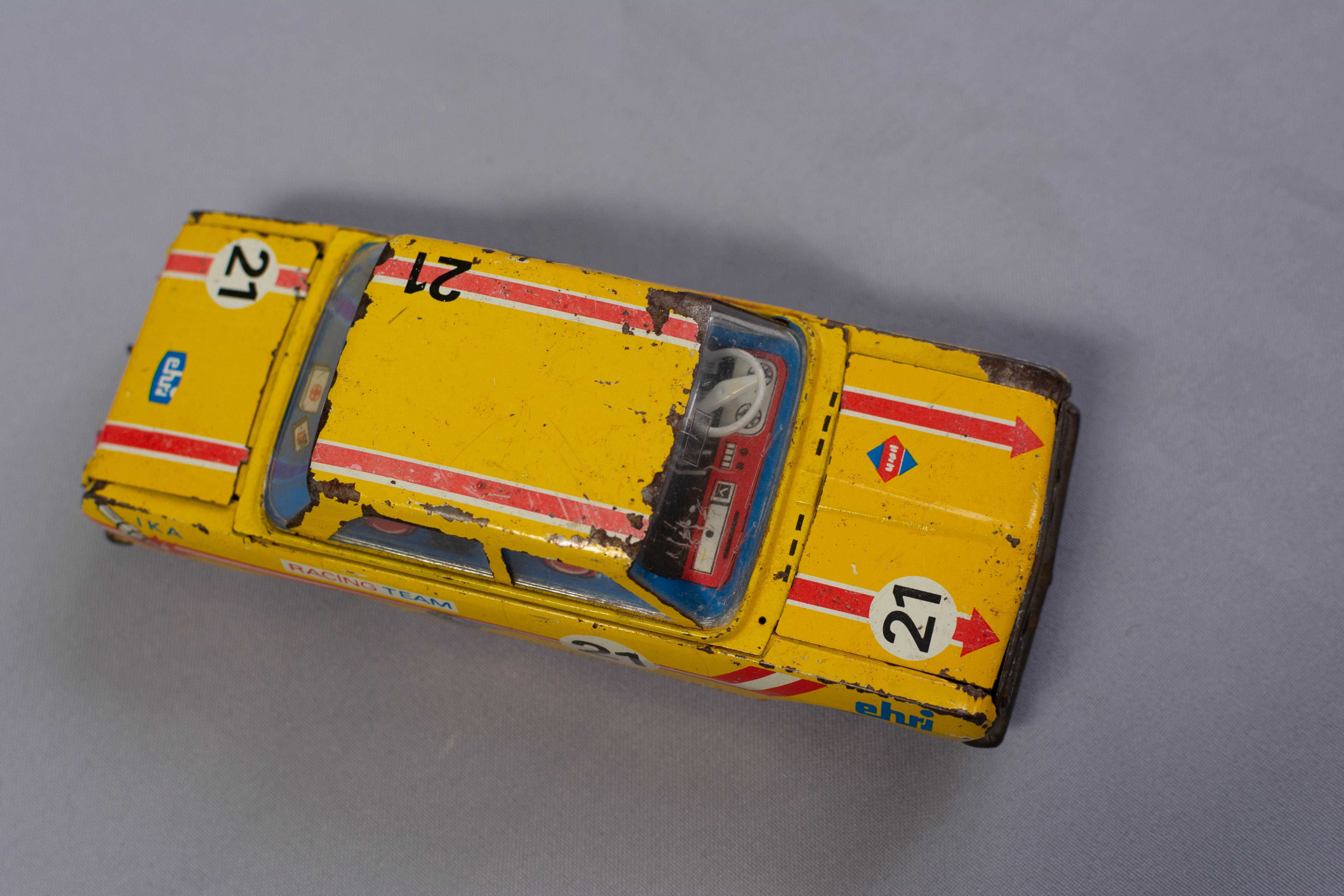 Friction Tin Toy Car OPEL Rekord Rally Racing team 1965 EHRI  Germany