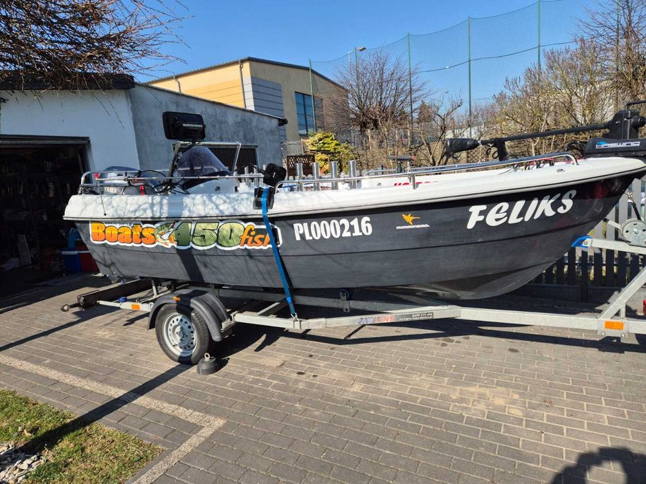 Łódź ka-boats 450 silnik yamaha 40 echosonda silnik dziobowy przyczepa