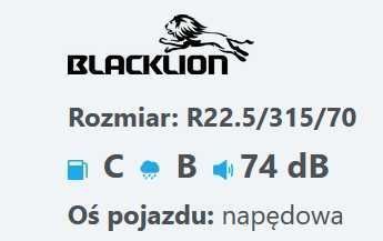 315/70R22.5 Opona ciężarowa BlackLion BD177 Napędowa