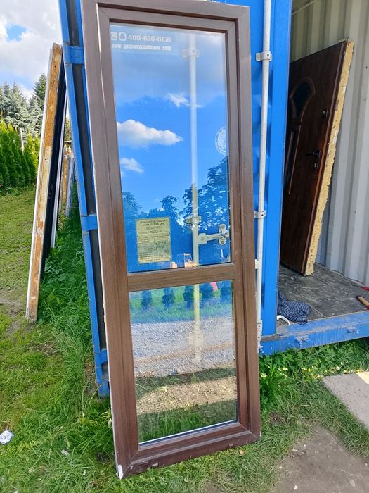 Okno 81x229 balkonowe plastikowe rozwierno uchylne dąb bagienny