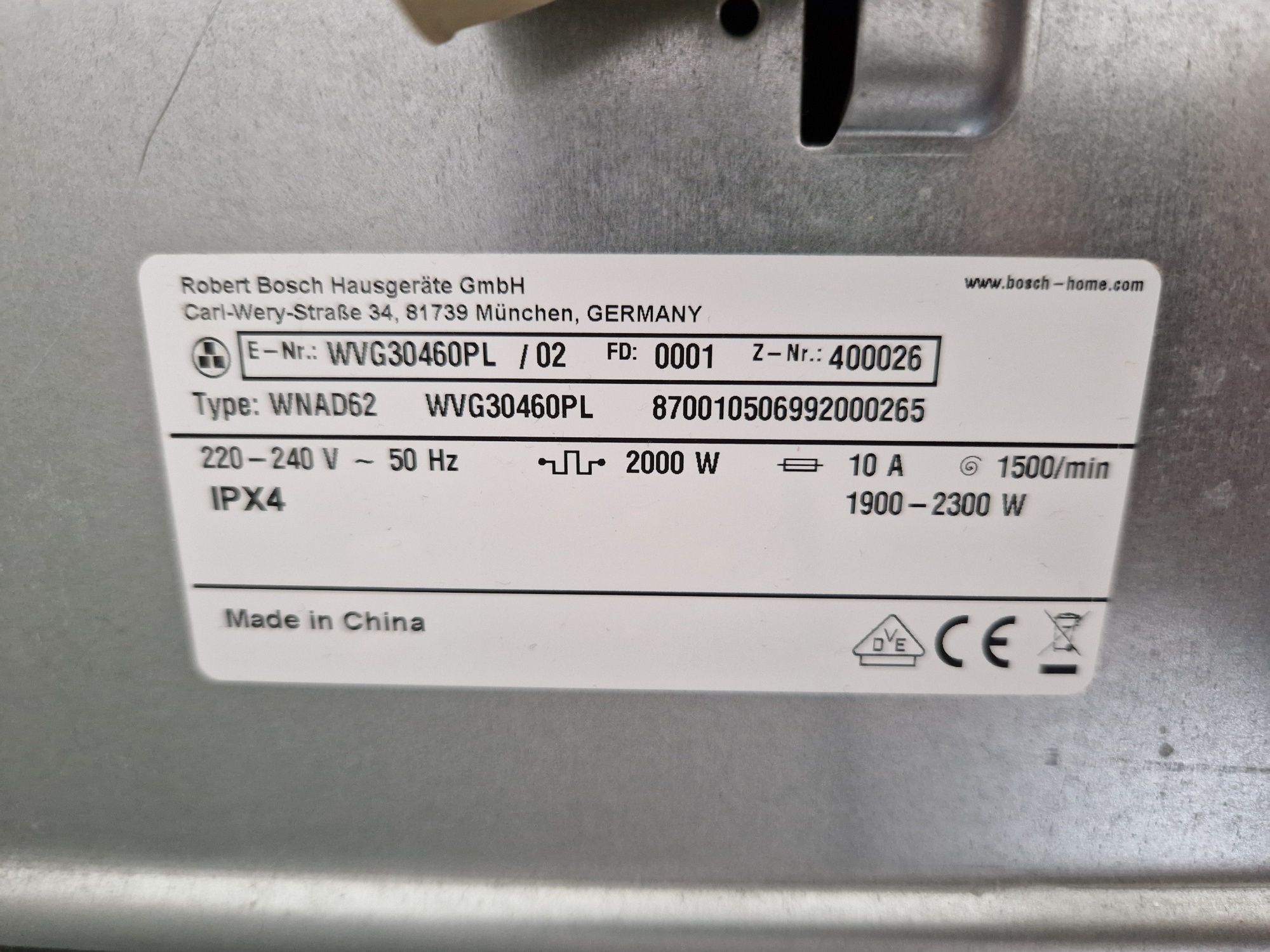 Pralko-suszarka Bosch WVG30460PL