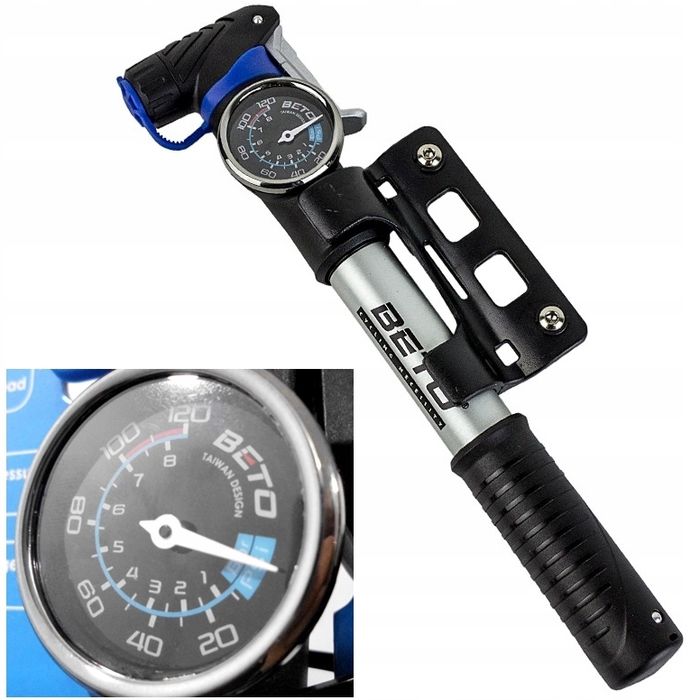 Beto pompka rowerowa manometr 7BAR 100psi AV FV presta samochodowy