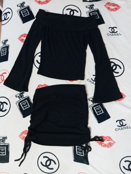 Sweterek plus spódniczka czarny komplet S