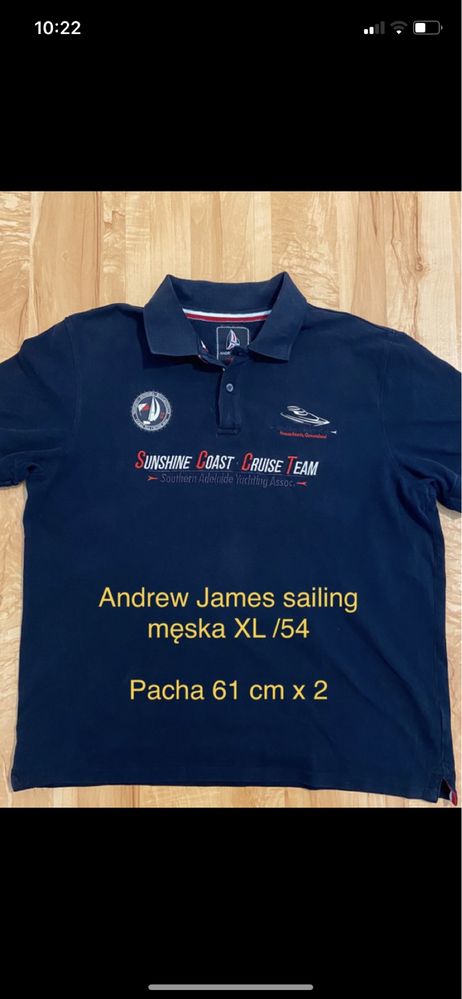 Andrew James Sailing XL / 54 męska koszulka polo granatowa Coral Beach