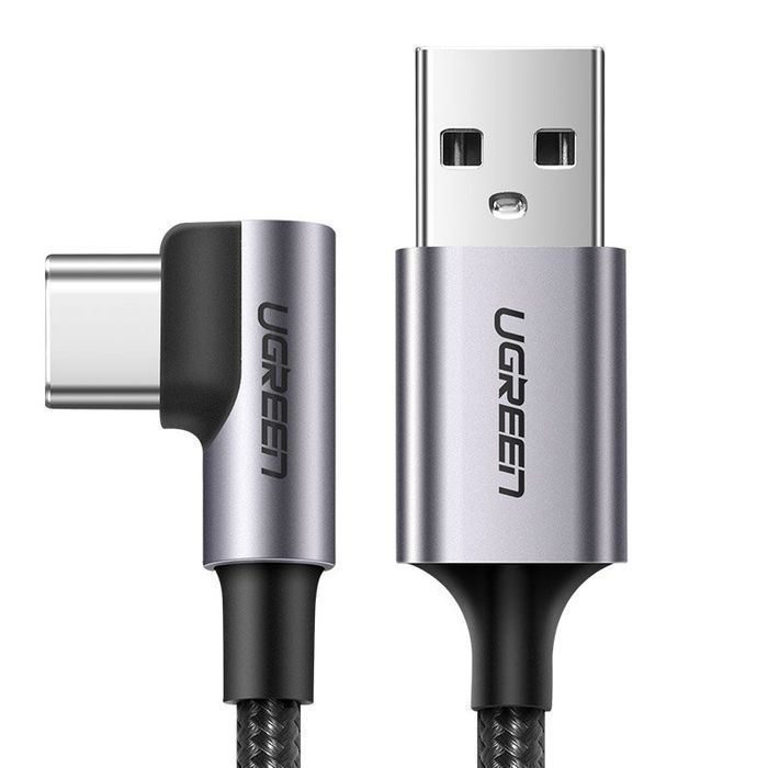 Kabel Ugreen Kątowy USB-A do USB-C, 2M 3A QC, Szary