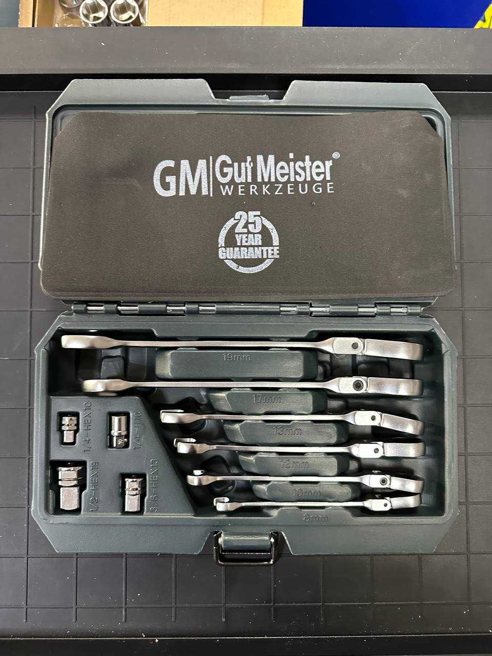 Набір ключів рожков-накидних з тріскачкою gut meister 6шт 8-19mm