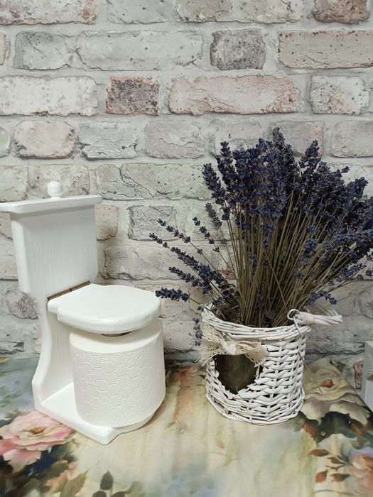 Podajnik na papier toaletowy nowy biały drewniany