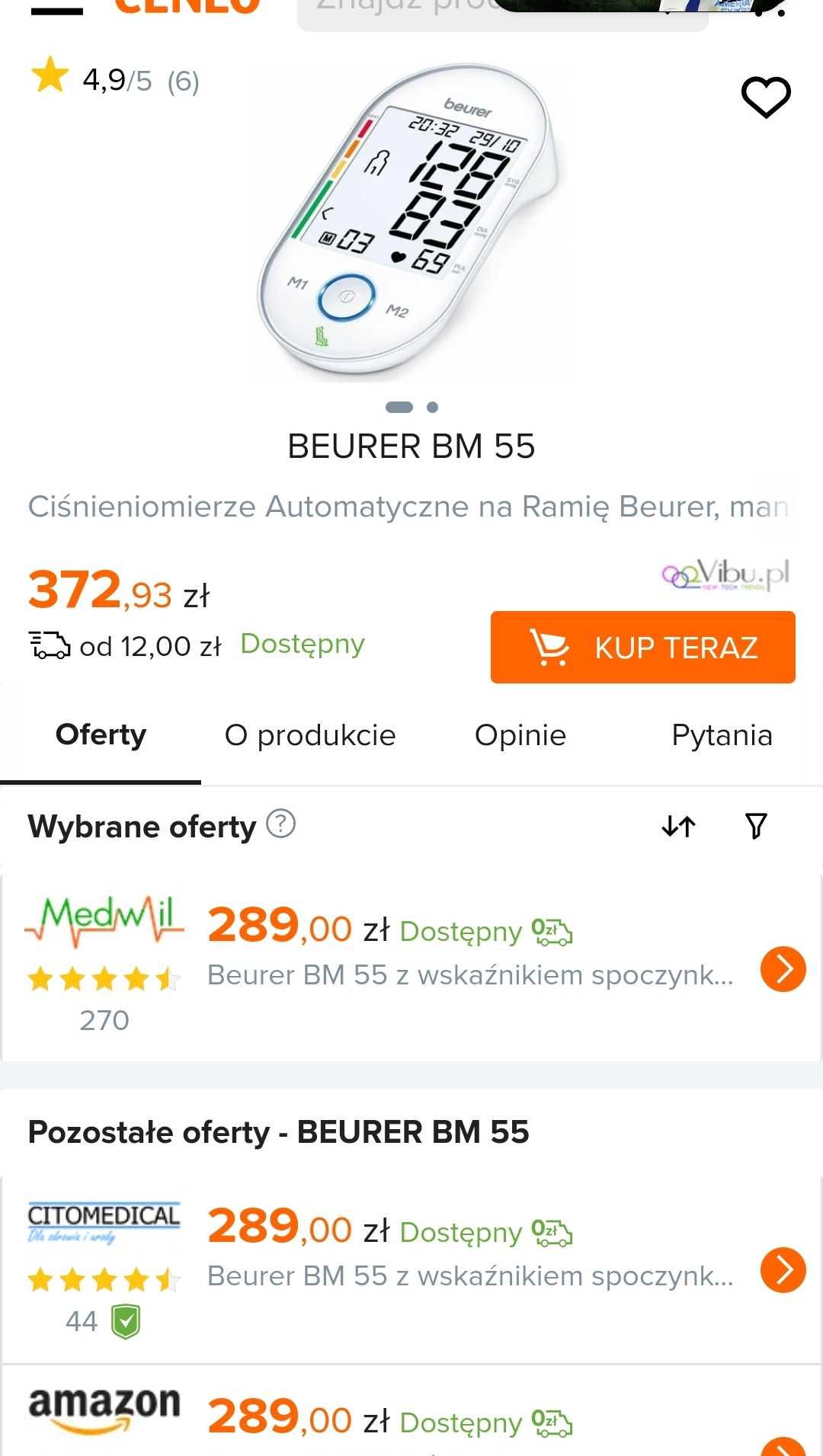 BEURER BM 55
Ciśnieniomierze Automatyczne na Ramię Beurer