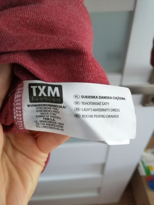 Bordowa ciążowa sukienka TXM sportowa M