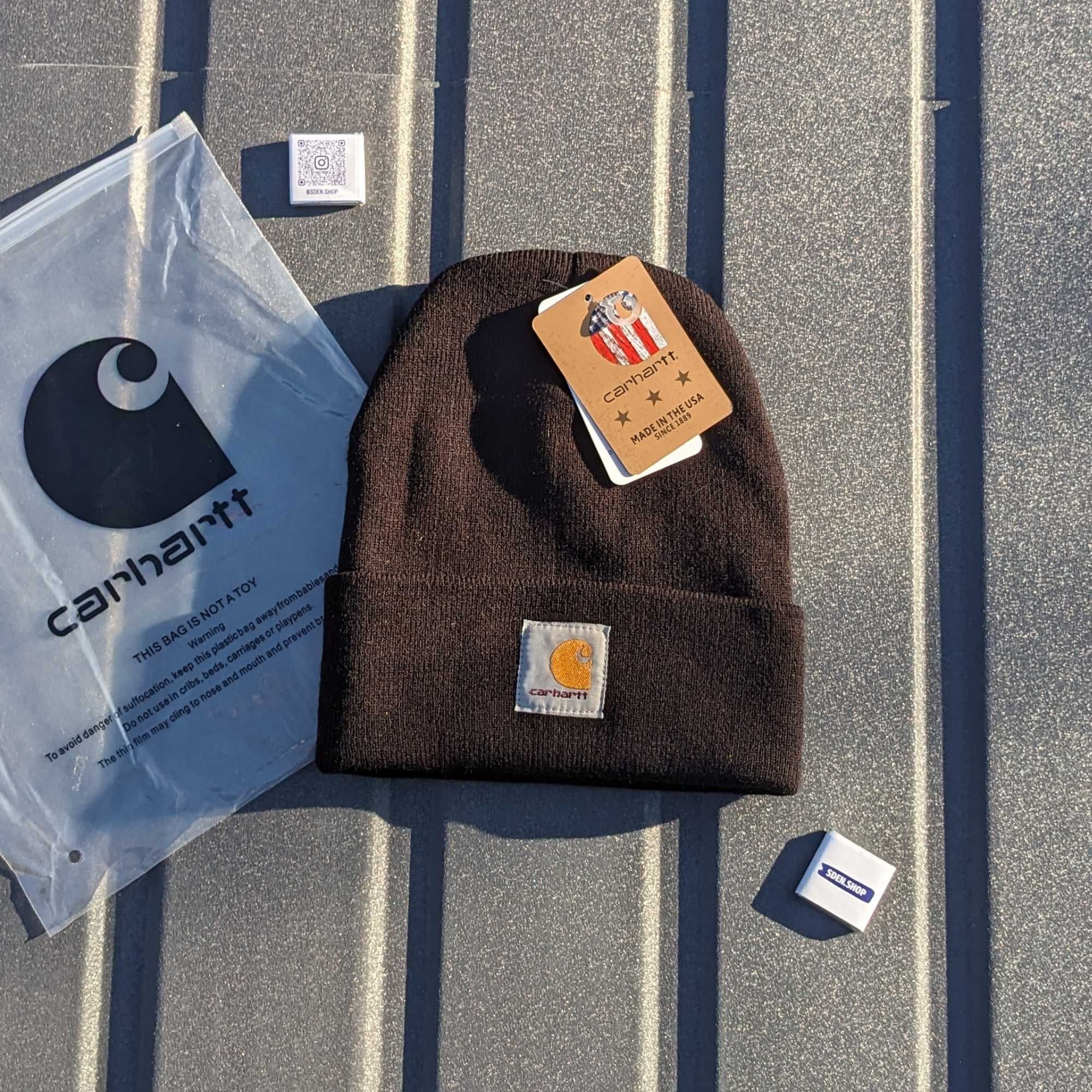 Шапка Carhartt WIP, зимова шапка кархарт, чоловіча шапка carhartt