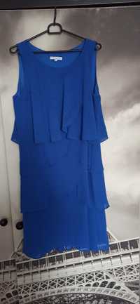 Sukienka falbany chabrowa XL