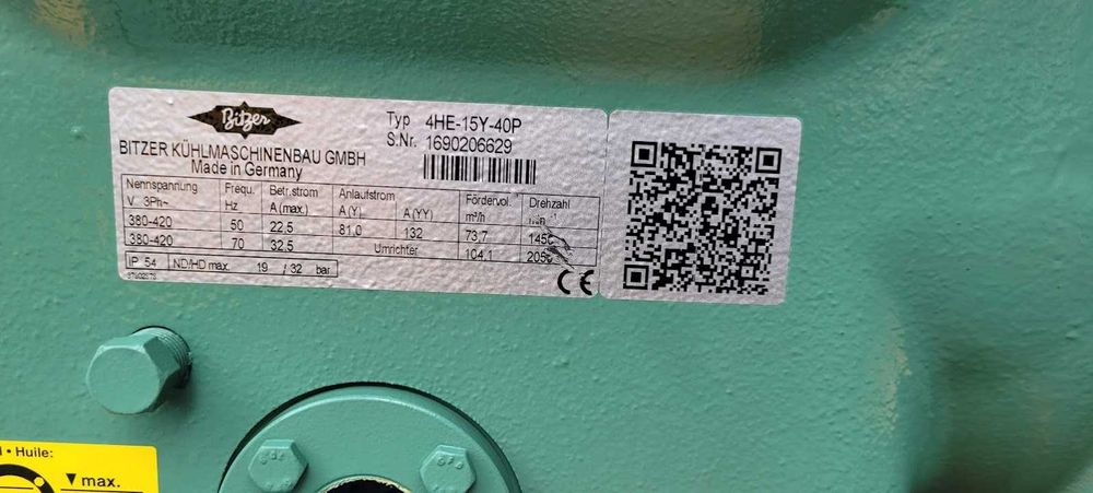 Sprężarka chłodnicza BITZER 4HE-18Y / 4HE-15Y 73,6 m3/h 63KW