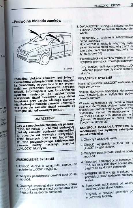 Oryginalna instrukcja obsługi Toyota Corolla IX (E12)