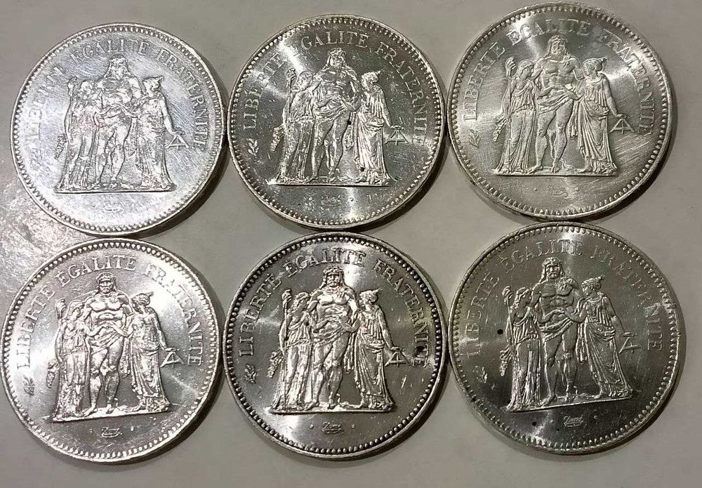 Продам серебреные 50 франков  1974-1979г ЧИТАЙТЕ описание внимательно