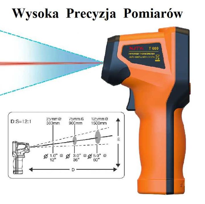 termometr PIROMETR przemysłowy laserowy na podczerwień do klimatyzacji