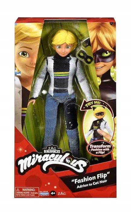 Nowa Lalka Adrien Magiczny Strój Czarny Kot Biedronka Miraculum