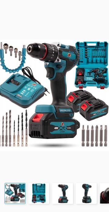 Wkrętarka z udarem 2x6ah aku ładowarka metalowa  futerko