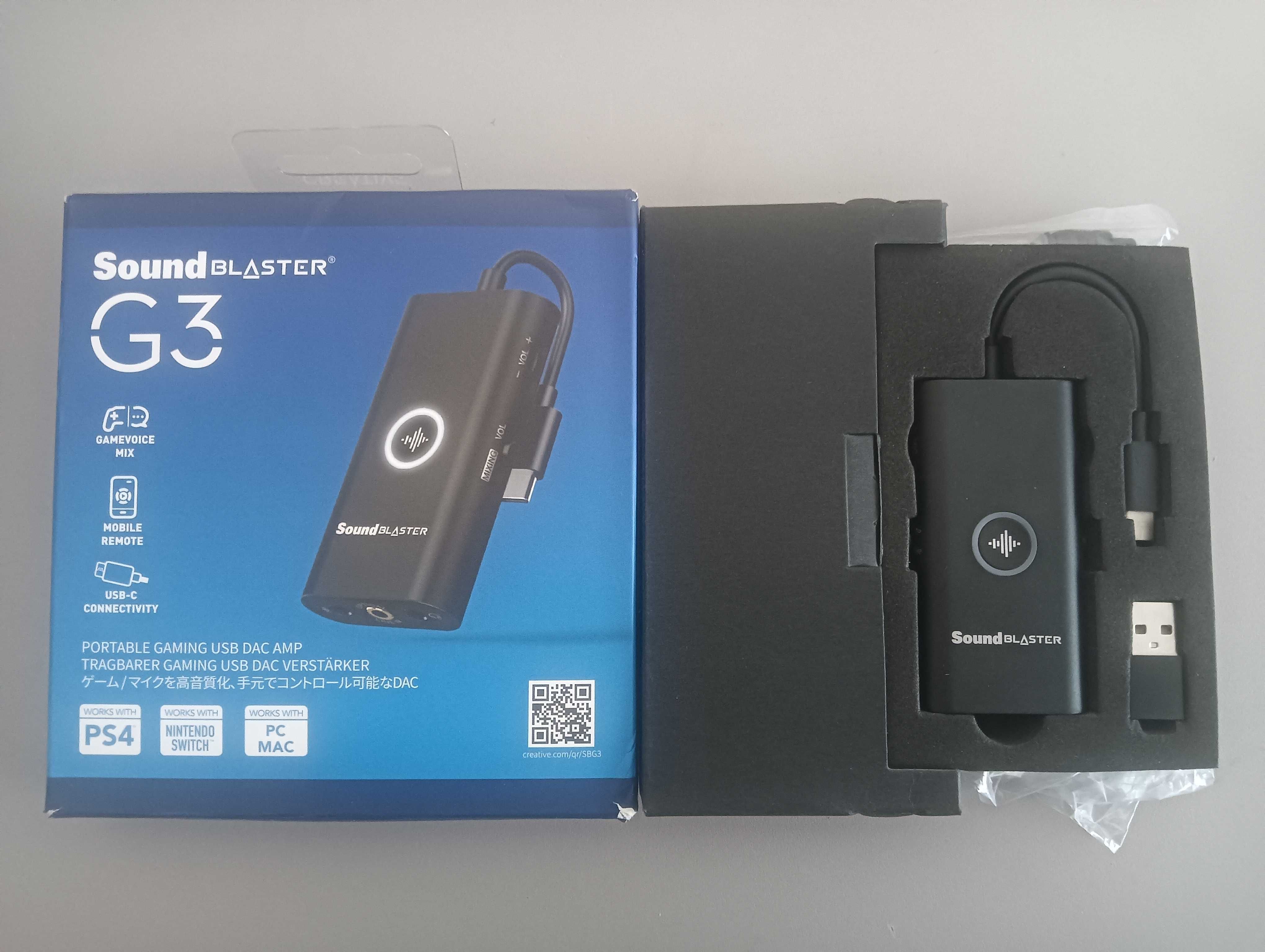 USB DAC/AMP Creative Sound Blaster G3 para consolas e PC's