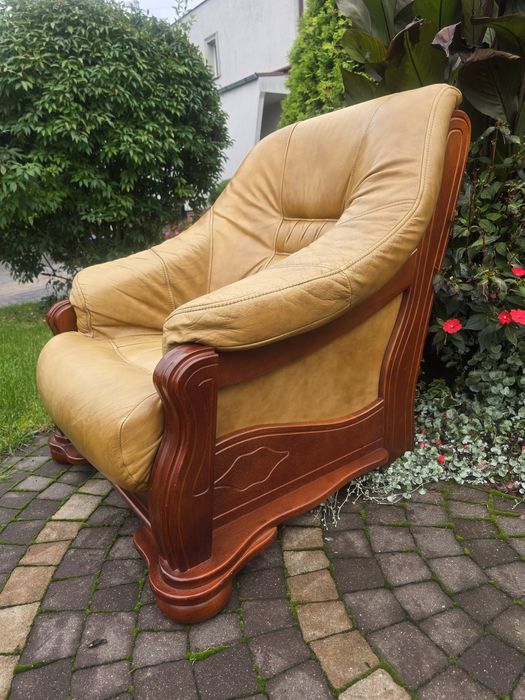 Zestaw wypoczynkowy 3 + 1 + 1, skóra,sofa,  2 x fotel