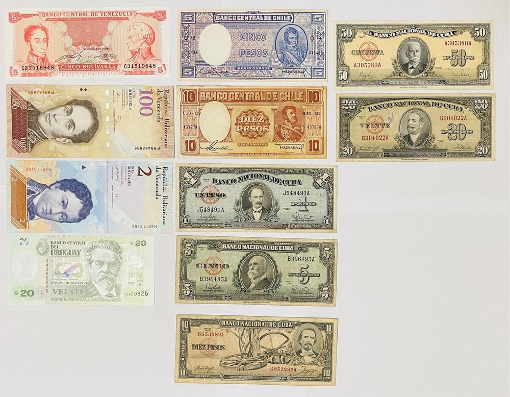 Банкноты мира Южная Америка, Европа, Азия, Африка