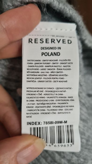 Szary sweter, golf, tunika Reserved