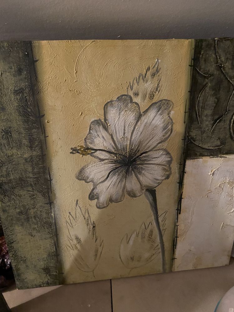 Obraz malowany na płótnie zlote kwiaty
