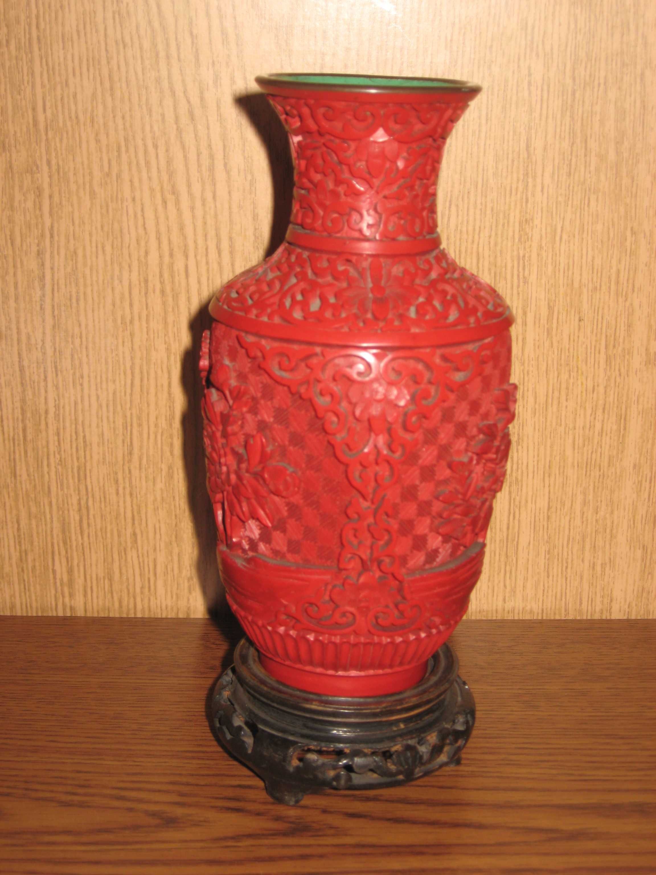 Wazon chiński kwiaty czerwony Chiny Azja vintage retro azjatycki