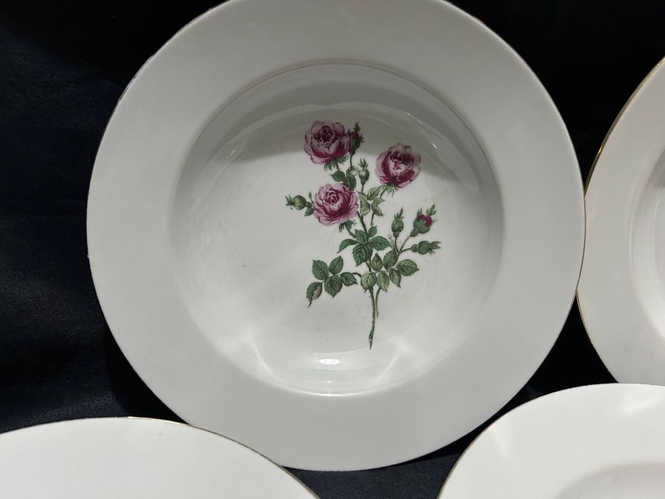 Komplet 5 talerzy głębokich • róże vintage • średnica 22 cm