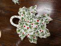 Porcelanowa miseczka liść listek świąteczna dekoracja 1059