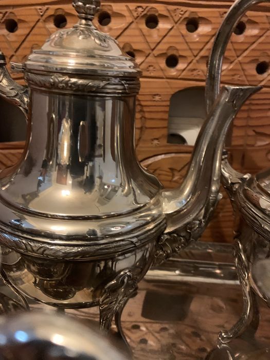 Conjunto de Chá casquinha de prata francesa antiga