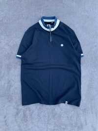 Pretty Green Mod Tipped Zip Neck Cycling Top Navy Size:M футболка