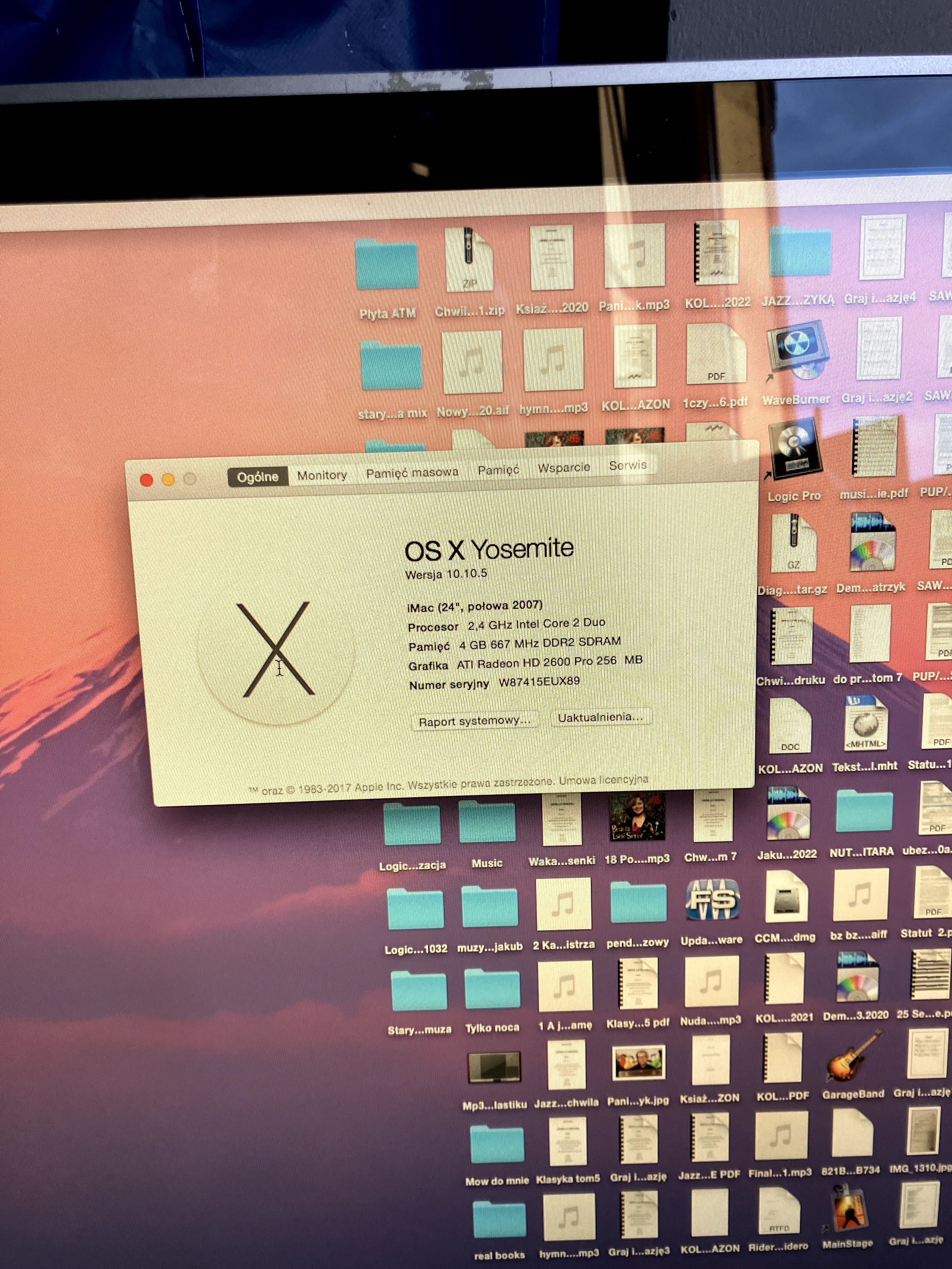 Apple iMac 24 2007 rok 2,4 GHZ Inter Cre Duo Pamięć 4 GB Dysk 1  TB