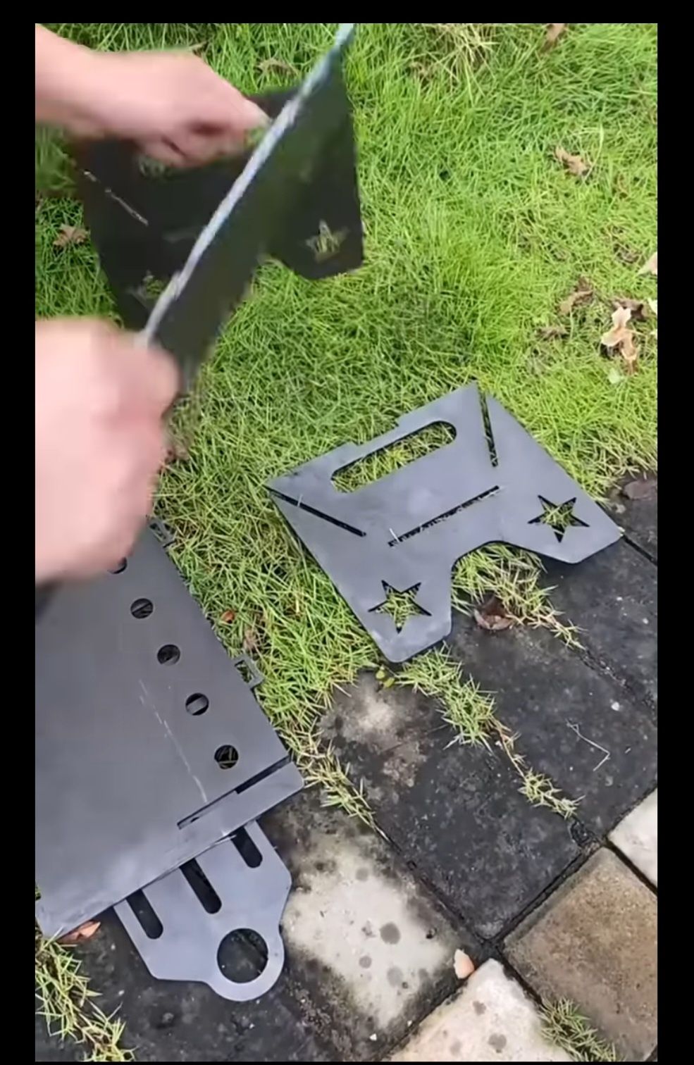 Metalowy grill DIY, przenośny, turystyczny bez elementów złącznych