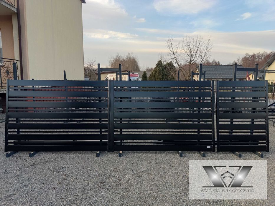 Brama wjazdowa dwuskrzydłowa nowoczesna palisada 1,4x4/120-30 MIX smb