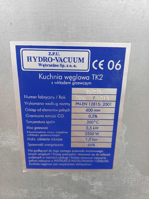 Kuchnia z wężownicą - Piec węglowy, kuchenny - Stan idealny - Jak nowa