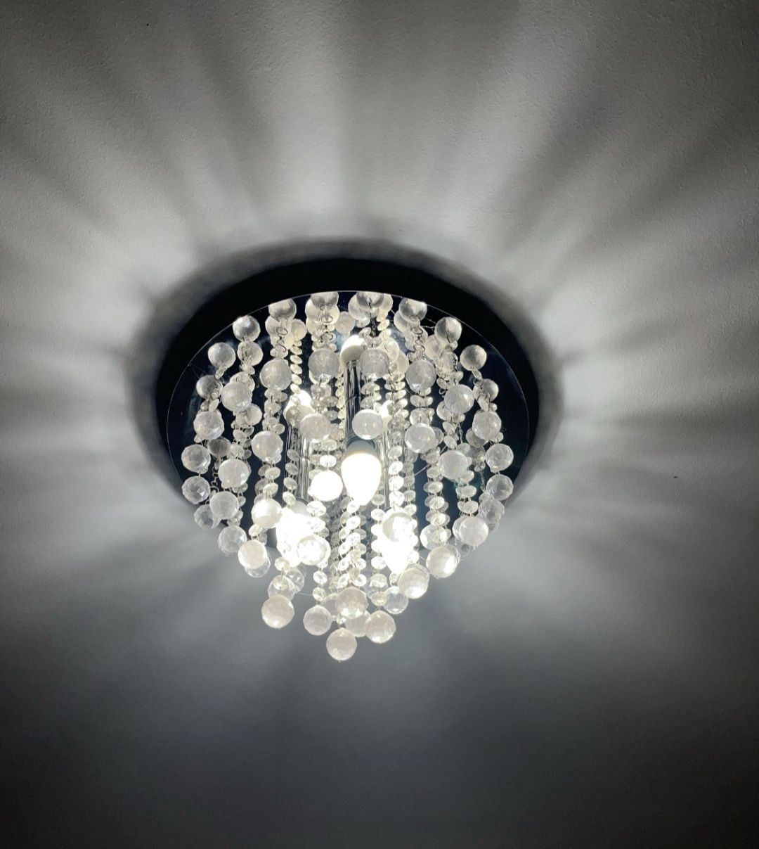 Lampa Sufitowa Kryształowa Plafon Glamour Srebrna